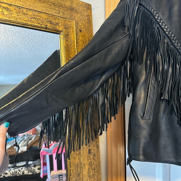 Women's Vintage Frontier Leathers Black Fringe Jacket - Picture 7 of 16